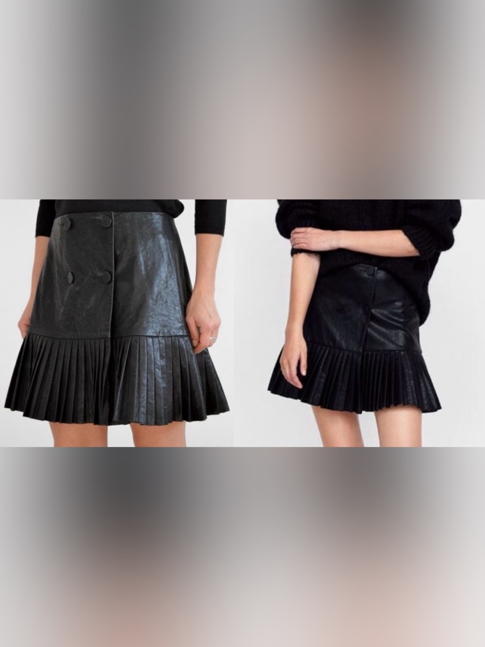 ZARA NWT pleated vegan leather skirt